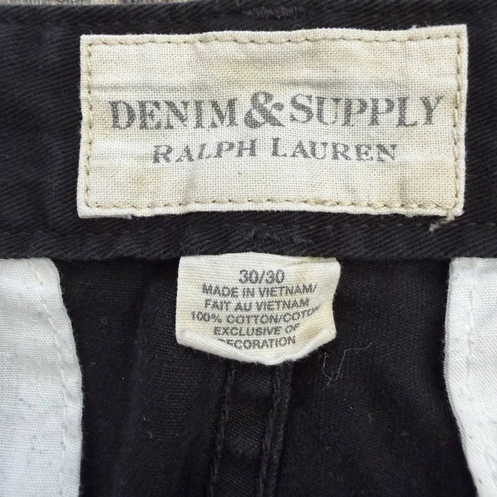 DENIM & SUPPLY Ralph Lauren Vintage Chino Pants Mens Black 30x30 Khaki Casual